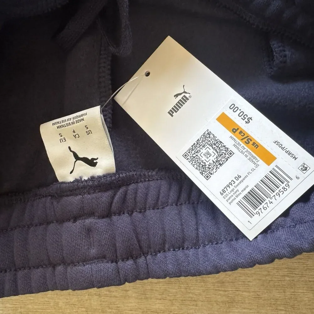 NEW Puma Sweatpants Mens Small Navy Blue Joggers Athletic Pants Casual Logo - Picture 10 of 16